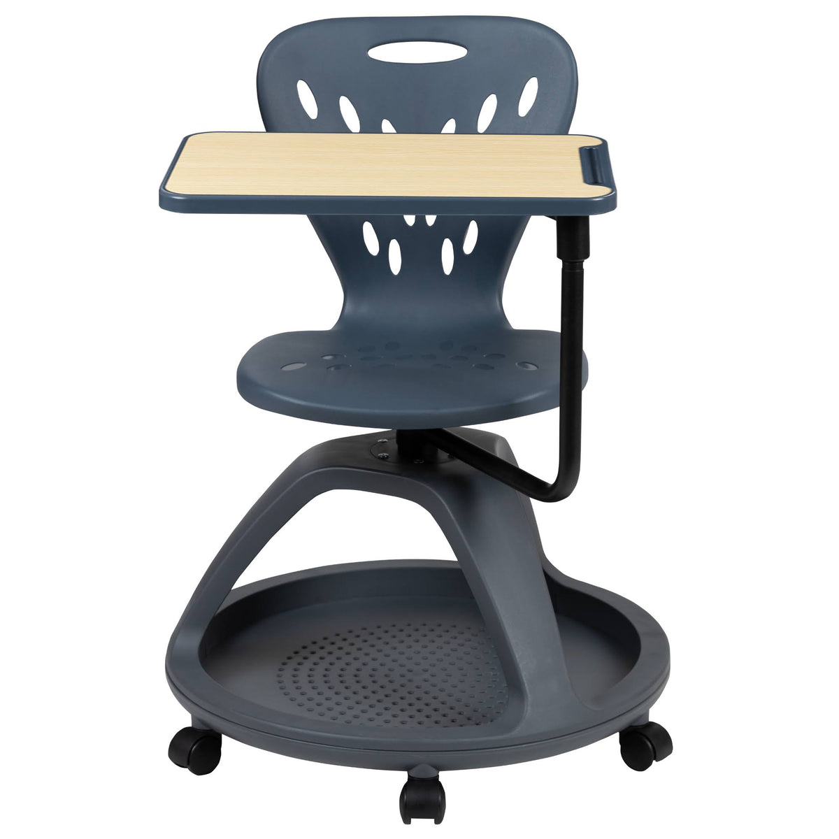 Dark Gray Mobile Desk Chair with Under Seat Storage Cubby B288