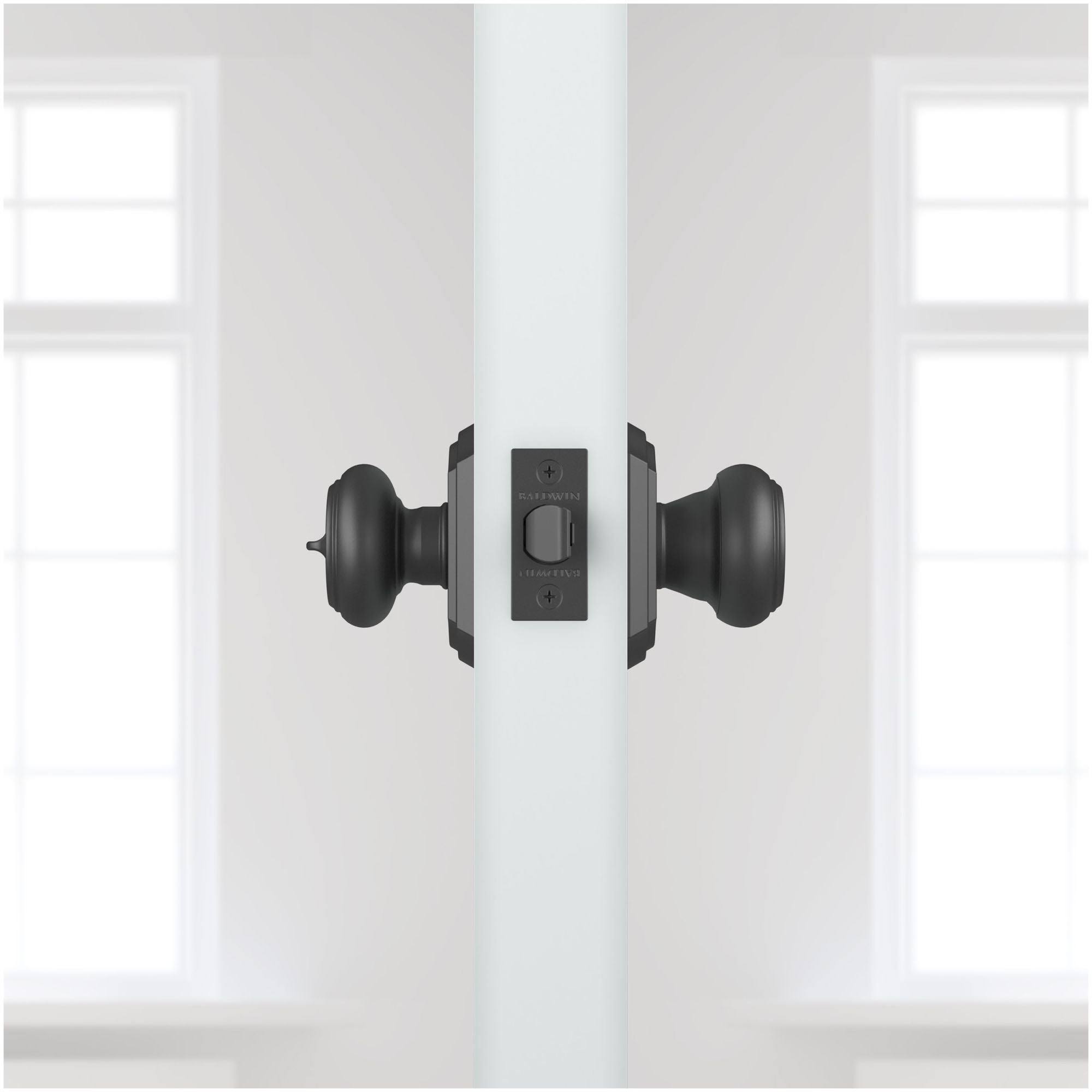Satin Brass Keyed Entry Door Knob with Arch Rose K620