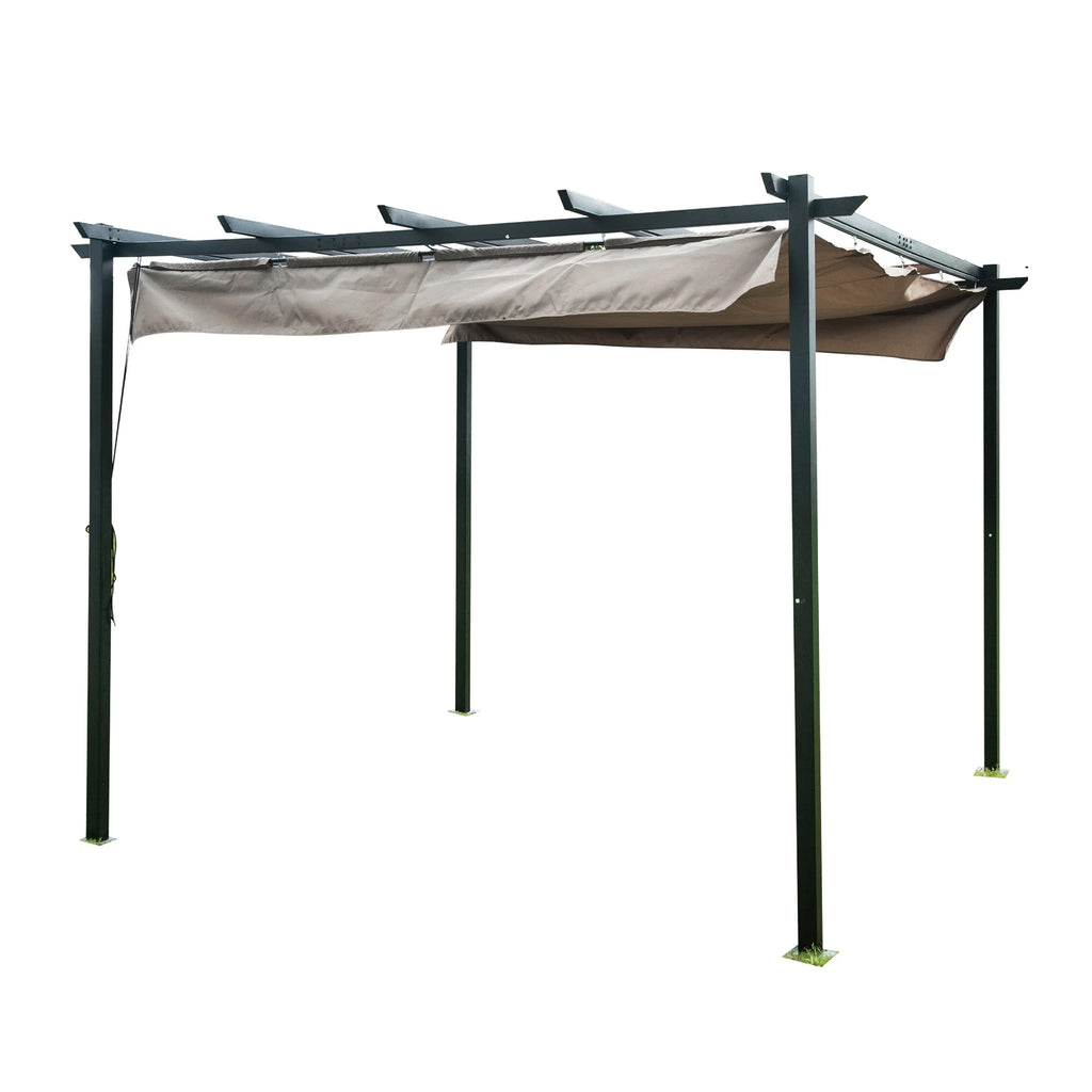 9 x 9 Ft Outdoor Steel Pergola Gazebo with Sun Shades Canopy C450532