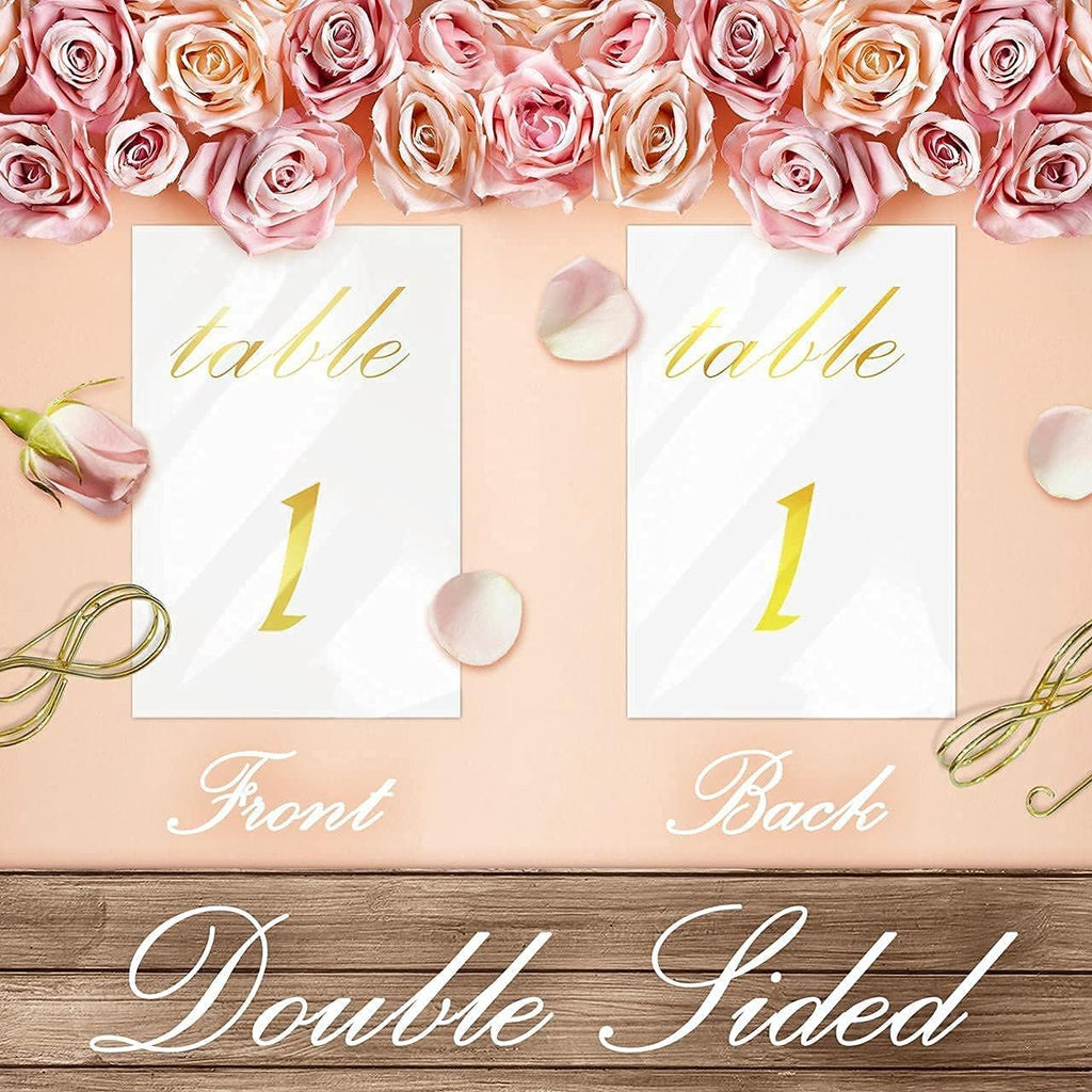 4x6 White and Gold Double Sided Table Numbers with Holders E22907