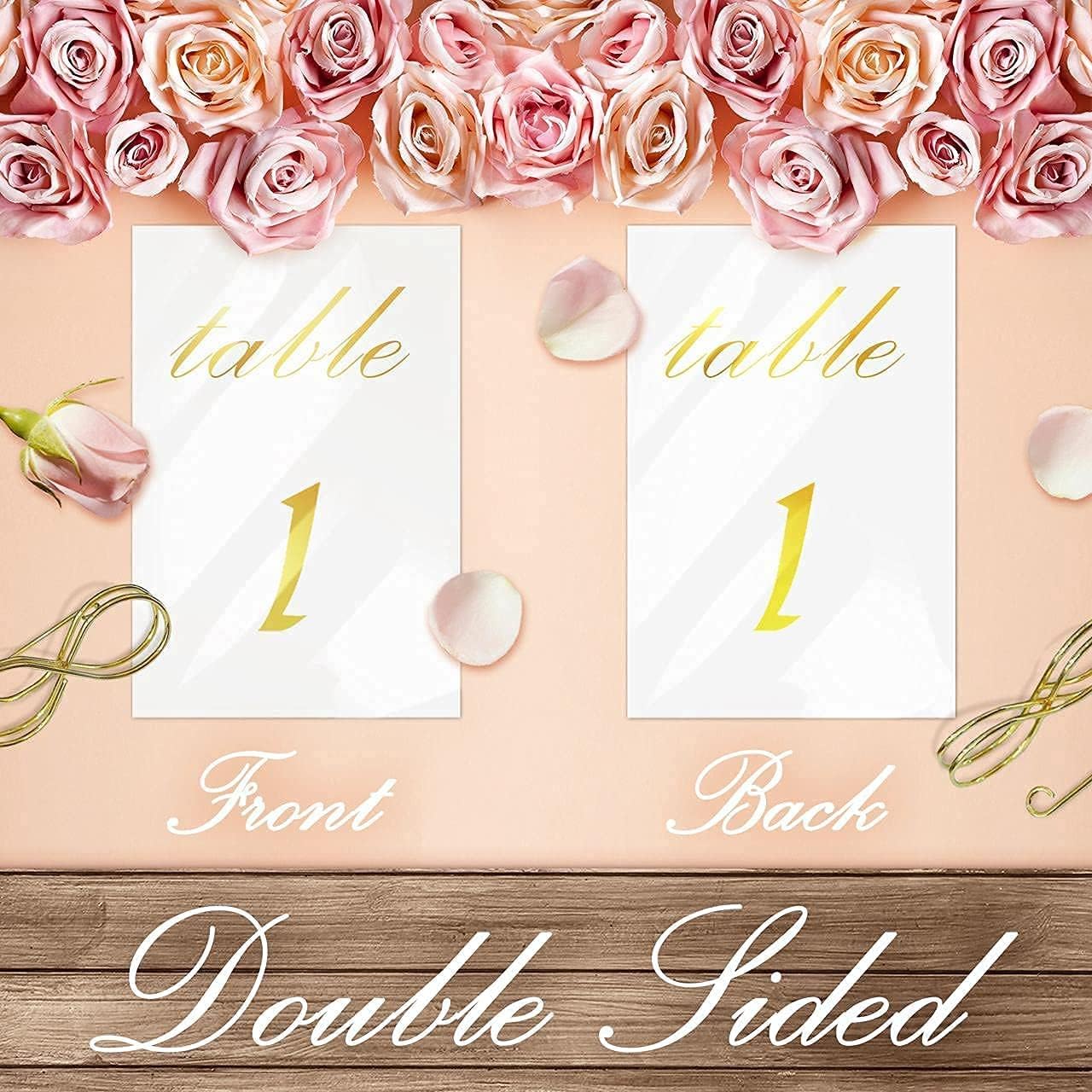 4x6 White and Gold Double Sided Table Numbers with Holders E22907