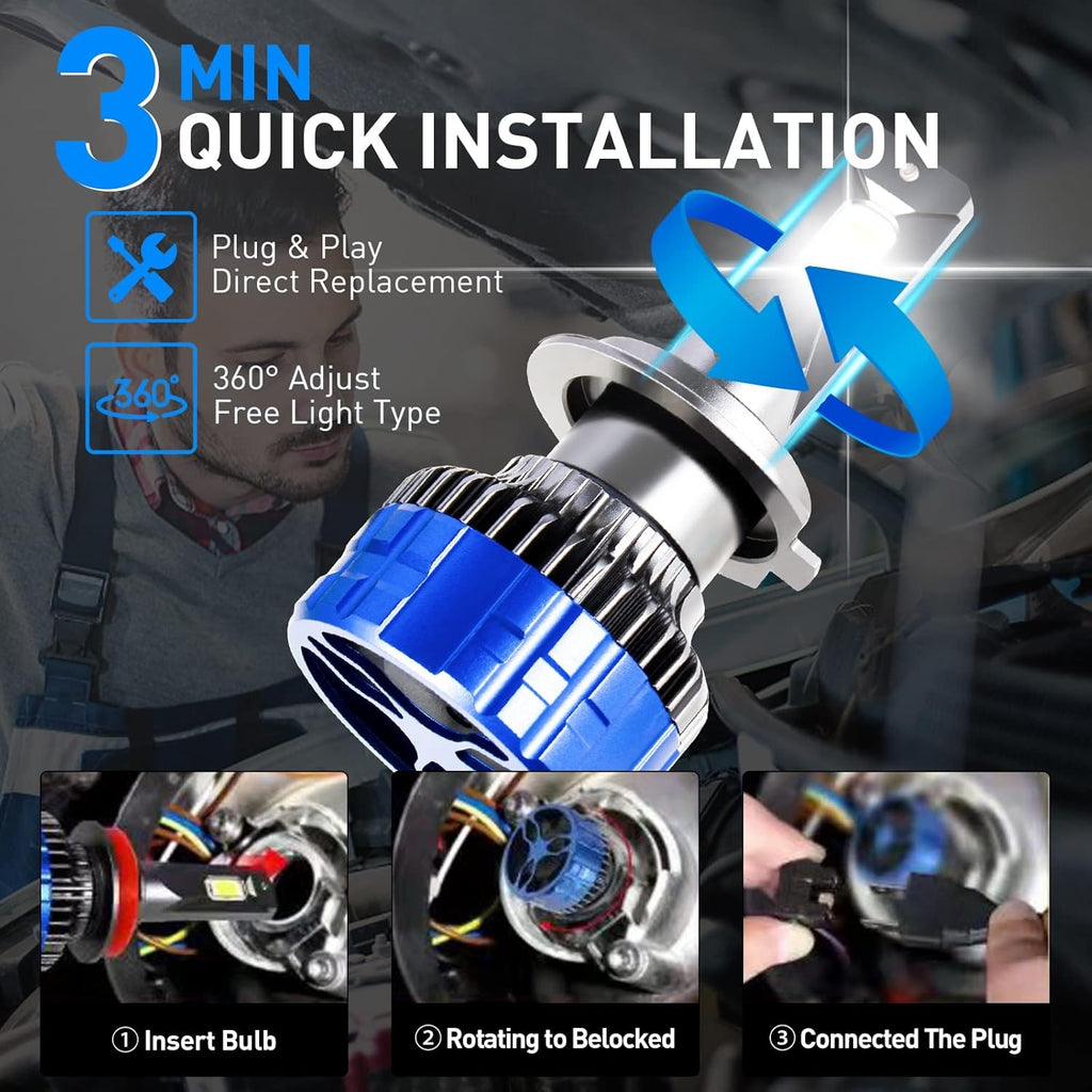 H7 LED Headlight Bulbs 6500K Cool White Pack of 2 W633