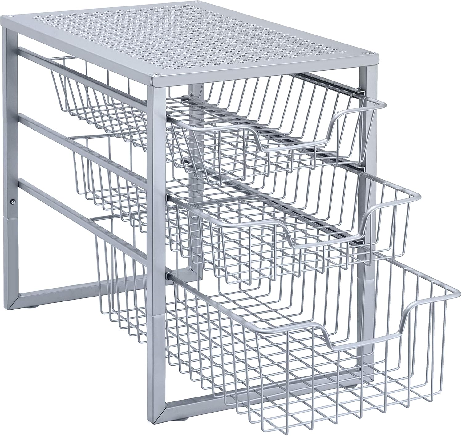 White 3-Tier Under Sink Cabinet Organizer with Sliding Storage Drawer Y996