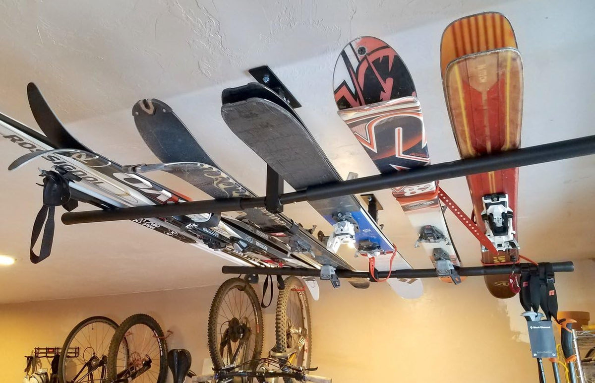 Ski and Snowboard Ceiling Storage Rack, Overhead Hanger Mount, Pack of 2 P8456