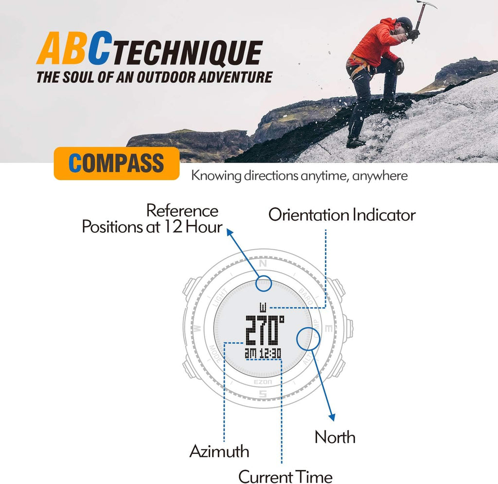 Digital Watch Altimeter Barometer Compass Outdoor Hiking Watch H620859