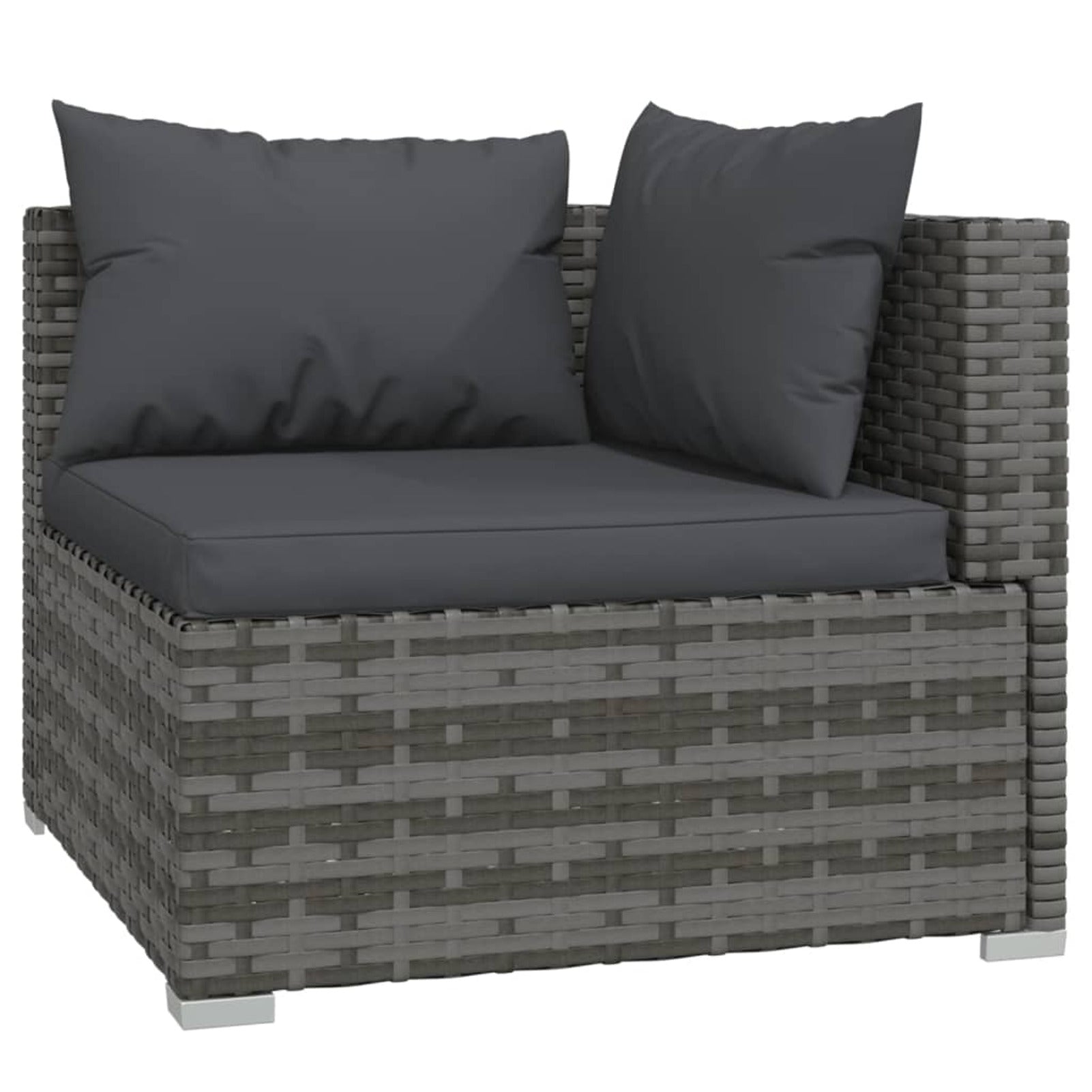 9 Piece Poly Rattan Outdoor Sectional Sofa Set with Anthracite Cushions Steel Frame F534