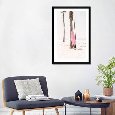 Pink Surf Board Photograph Print, Black Framed Paper, 32x22 H x 24x22 W x 1x22 D, Matte K2592