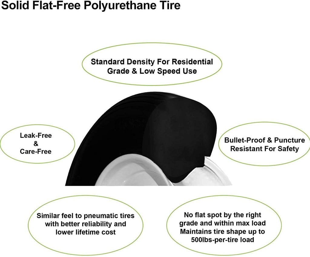 Flat Free Ribbed Wheelbarrow Cart Universal Wheels with Grease Fitting V7012