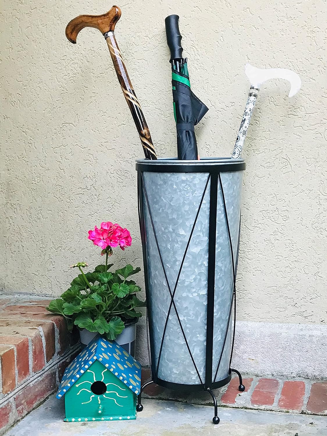 Galvanized Umbrella Holder Stand, 2 pcs, Metal Base I40260