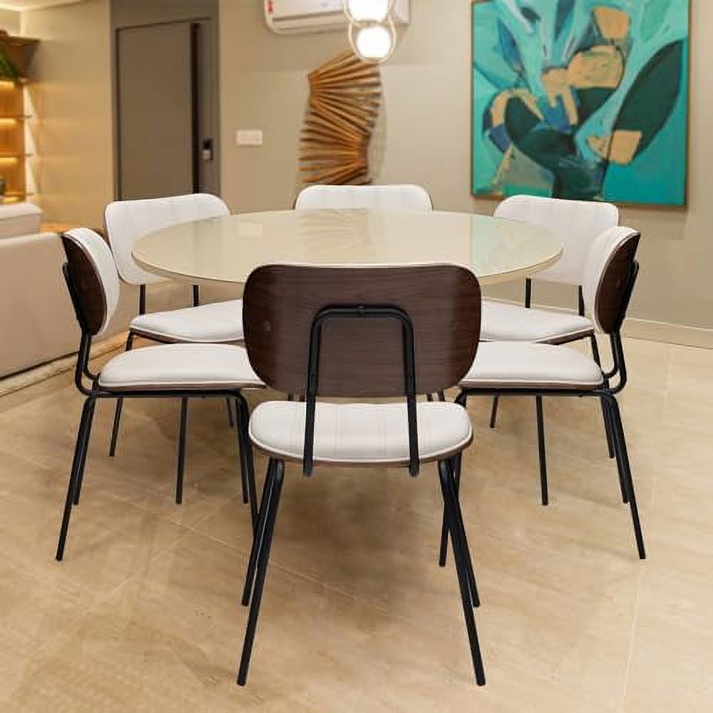 Faux Leather Walnut Dining Chairs with Ergonomic Backrest Upholstered Seat F9911