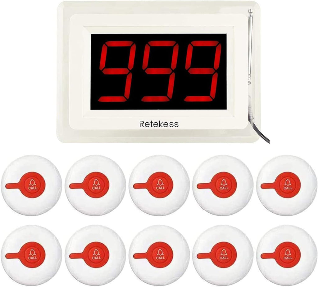 Wireless Calling System with 10 Waterproof Alert Call Button L4621