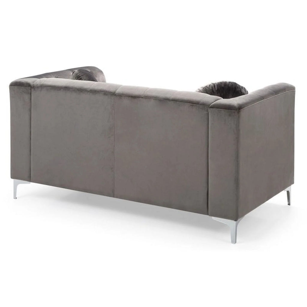 Dark Gray Velvet Sofa and Loveseat 2-Piece Set N840701