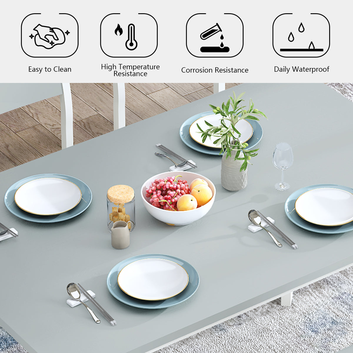 43.3 inch Gray Dining Table and Chair Set with 4 Chairs M852