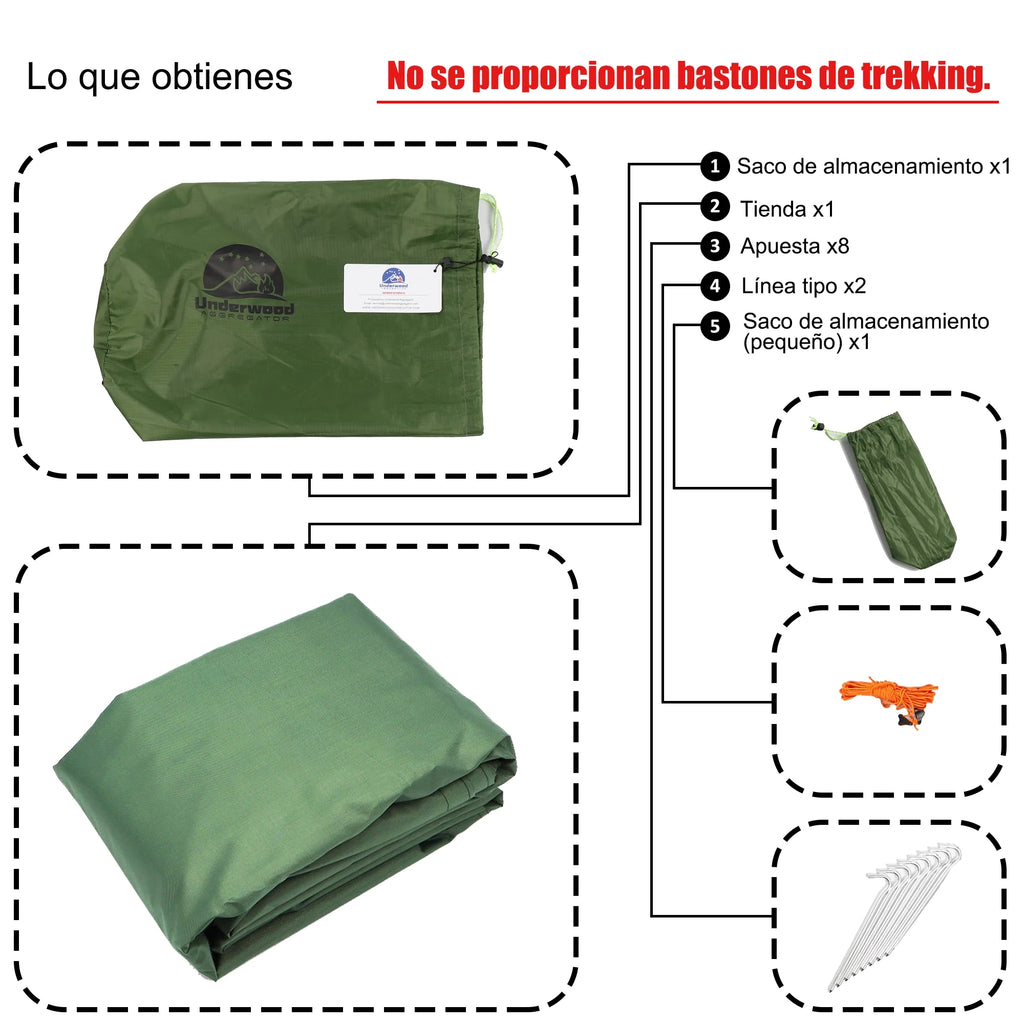 Ultralight Waterproof Trekking Pole Tent B587
