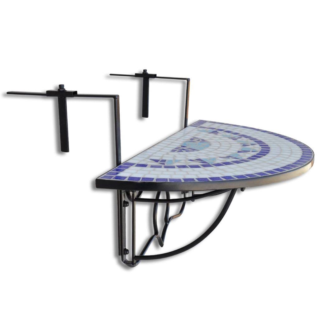 Mosaic Balcony Table Hanging Semi-Circular Terracotta F256431