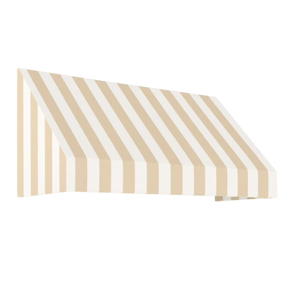 10.375 ft Fixed Awning Acrylic Fabric, Linen/White Stripe E950244