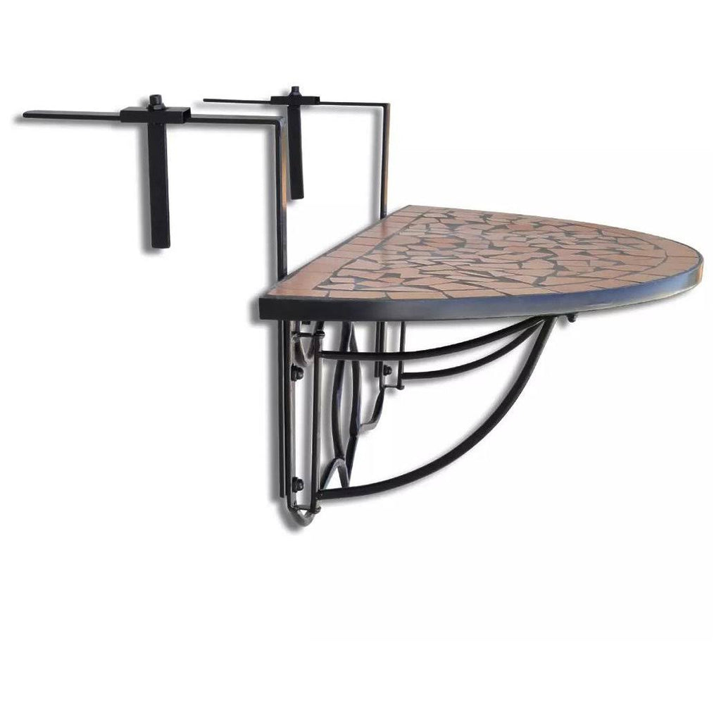 Mosaic Balcony Table Hanging Semi-Circular Terracotta F256431