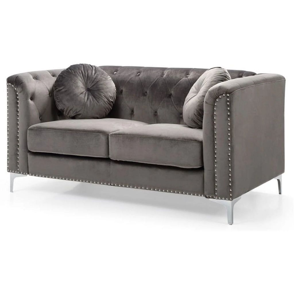 Dark Gray Velvet Sofa and Loveseat 2-Piece Set N840701