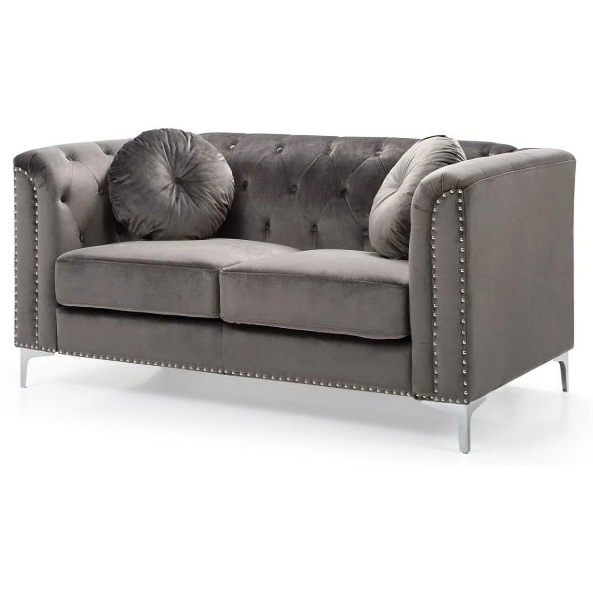 Dark Gray Velvet Sofa and Loveseat 2-Piece Set N840701