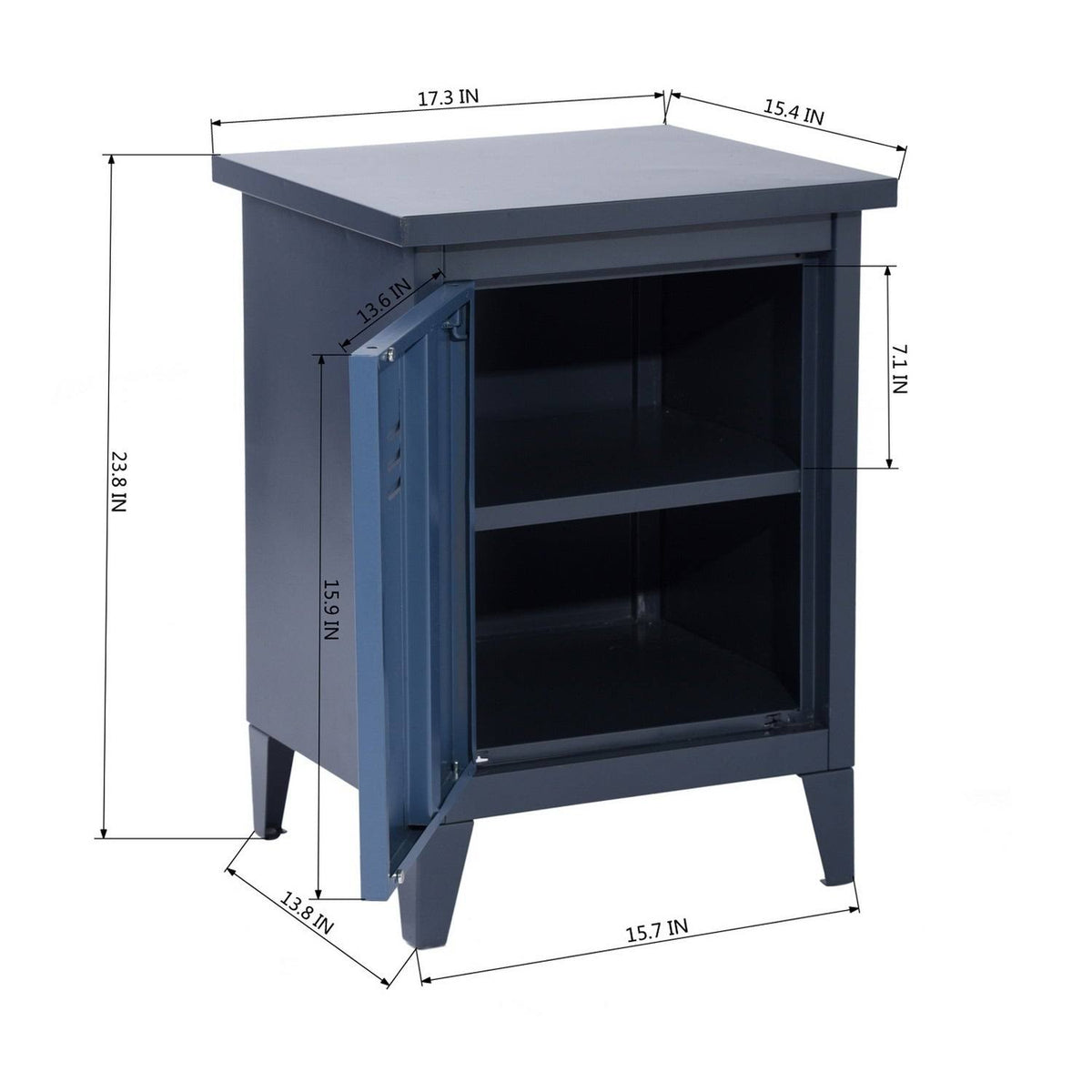Blue Metal Locker End Table Storage Cabinet N275805