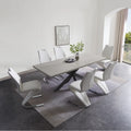 Extendable Rectangular Dining Table with 6 Leather Upholstered Dining Chairs K84959