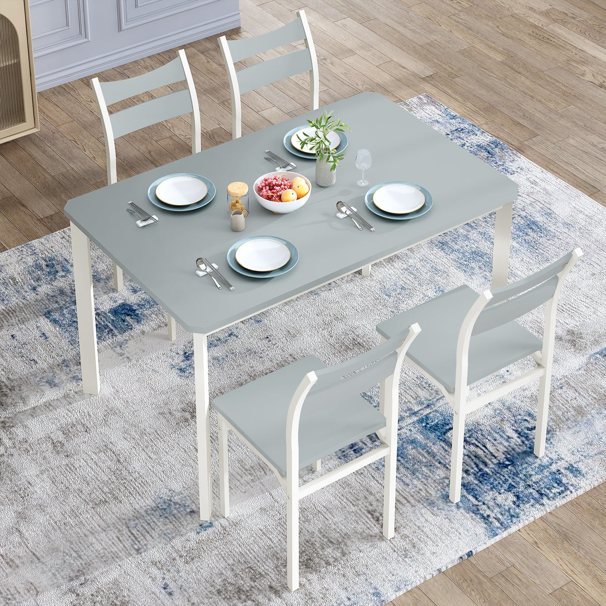 43.3 inch Gray Dining Table and Chair Set with 4 Chairs M852