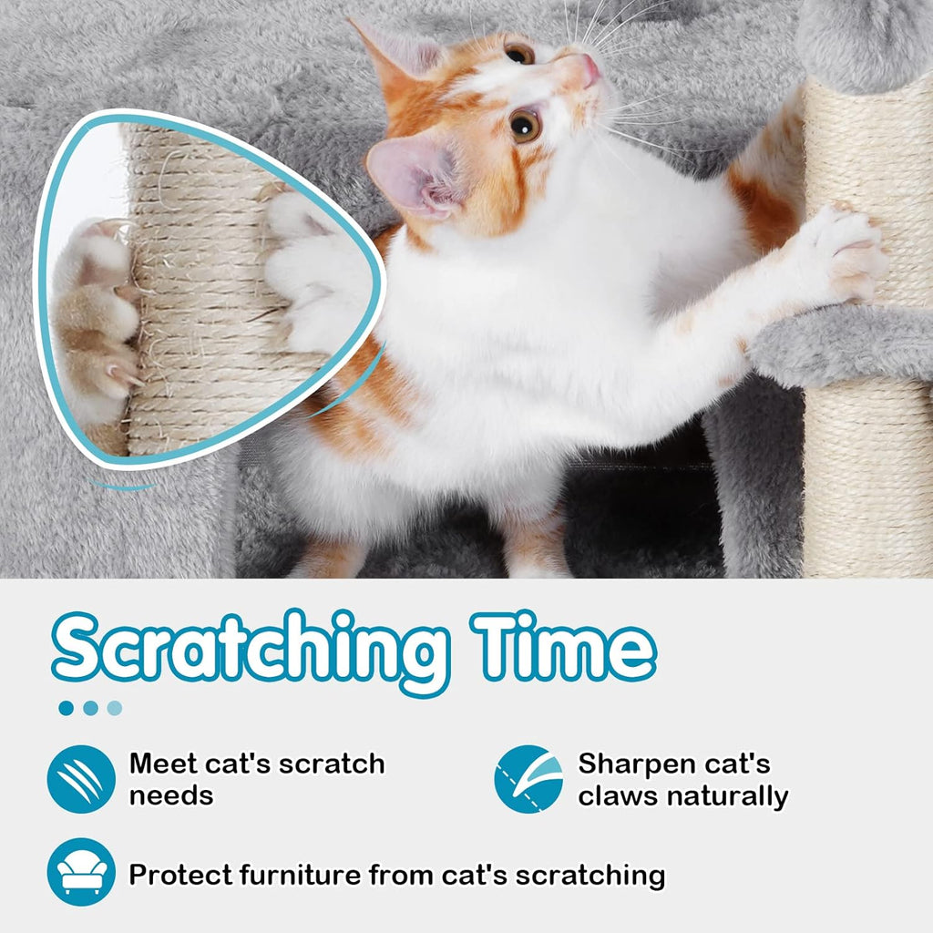 Cat Tree with Adjustable Base, Multi-Level Cat Furniture, Pack of 2 D852
