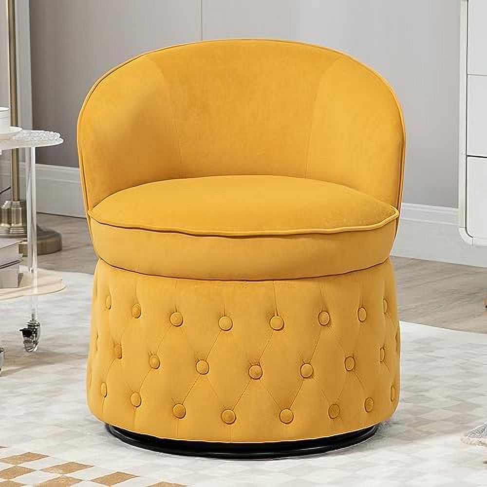 Fluffy Velvet Swivel Barrel Chair with Gold Base M910658