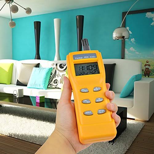 Yellow Digital Carbon Dioxide Temperature Humidity NDIR Sensor Tester P256803