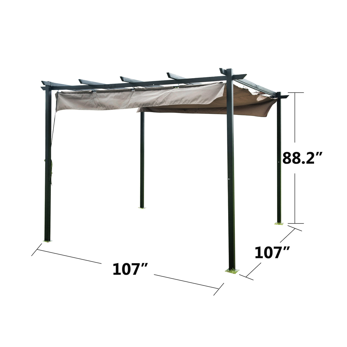 9 x 9 Ft Outdoor Steel Pergola Gazebo with Sun Shades Canopy C450532