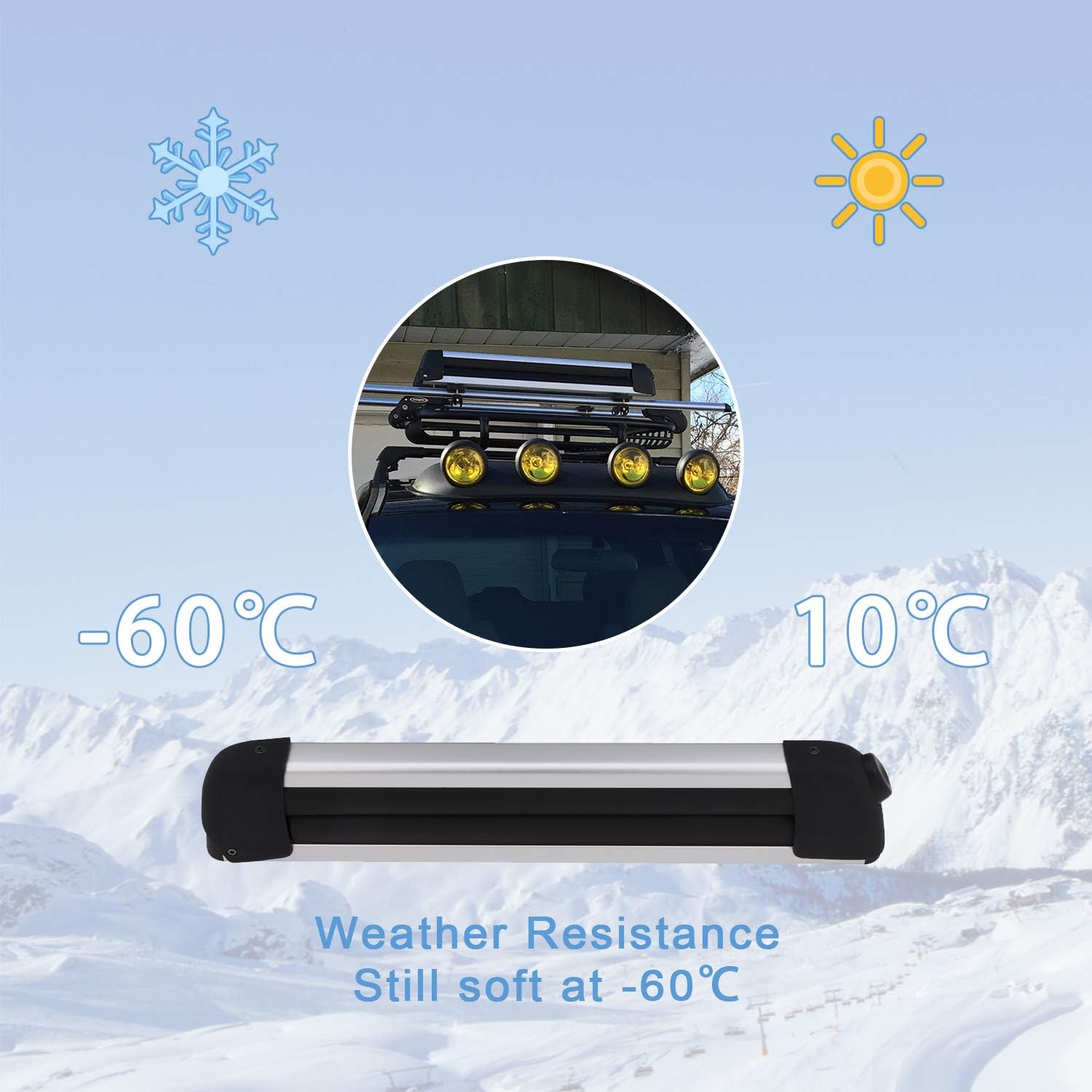 Lockable Cross Bars Ski Snowboard Racks Kit for 4 Skis or 4 Snowboards I34585