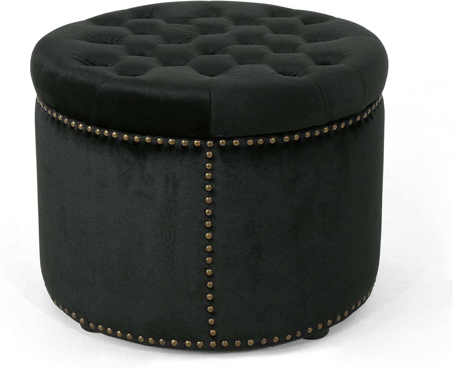 Black Velvet Tufted Ottoman T691