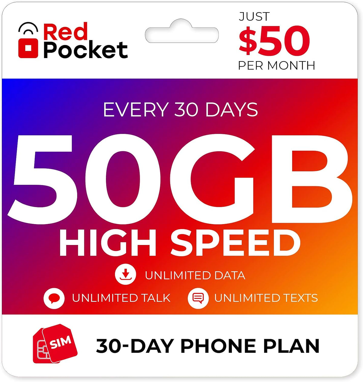 50GB 5G/LTE Phone Plan with SIM Card Pack of 2 L6460