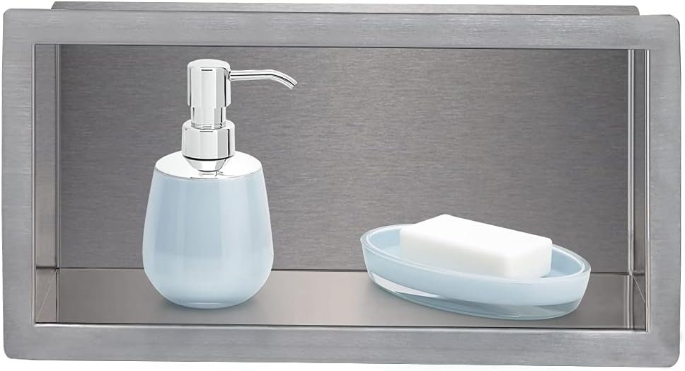 24x12 Brushed Stainless Steel Recessed Shower Shelf B80988
