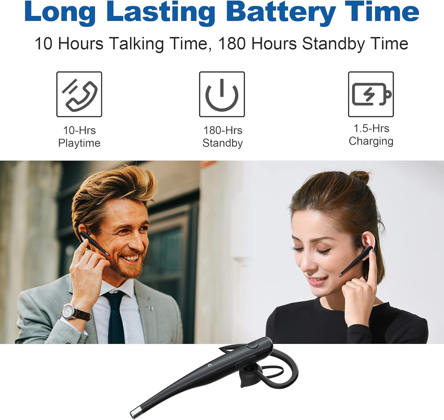 Wireless Bluetooth Earpiece with Dual Mic Noise Cancelling S4253