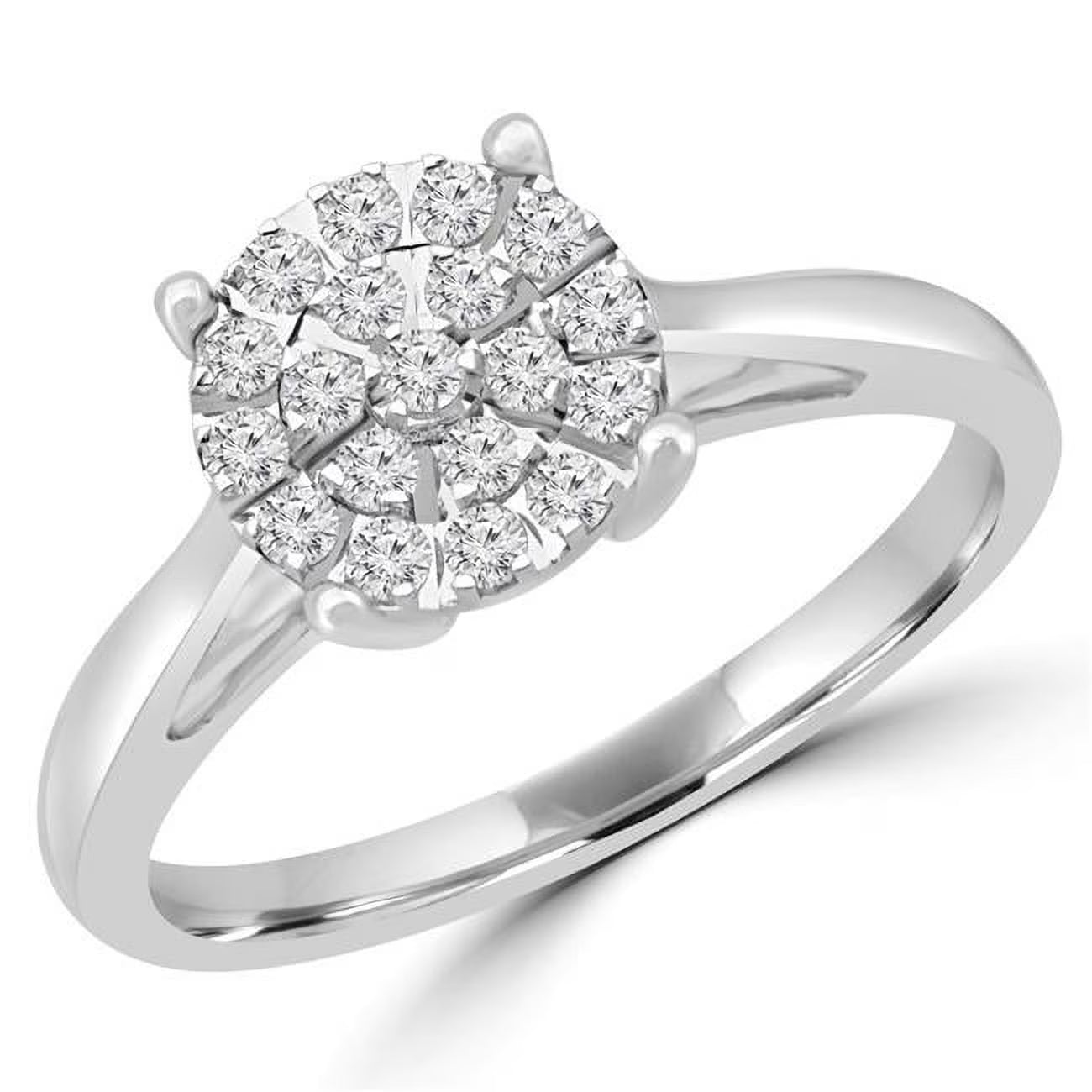 0.25 CTW Round Diamond Cluster Engagement Ring in 10K White Gold B727