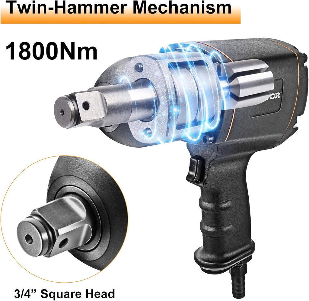 3/4 Inch Pneumatic Impact Wrench with 3-Speed Control Max 5600RPM B52964