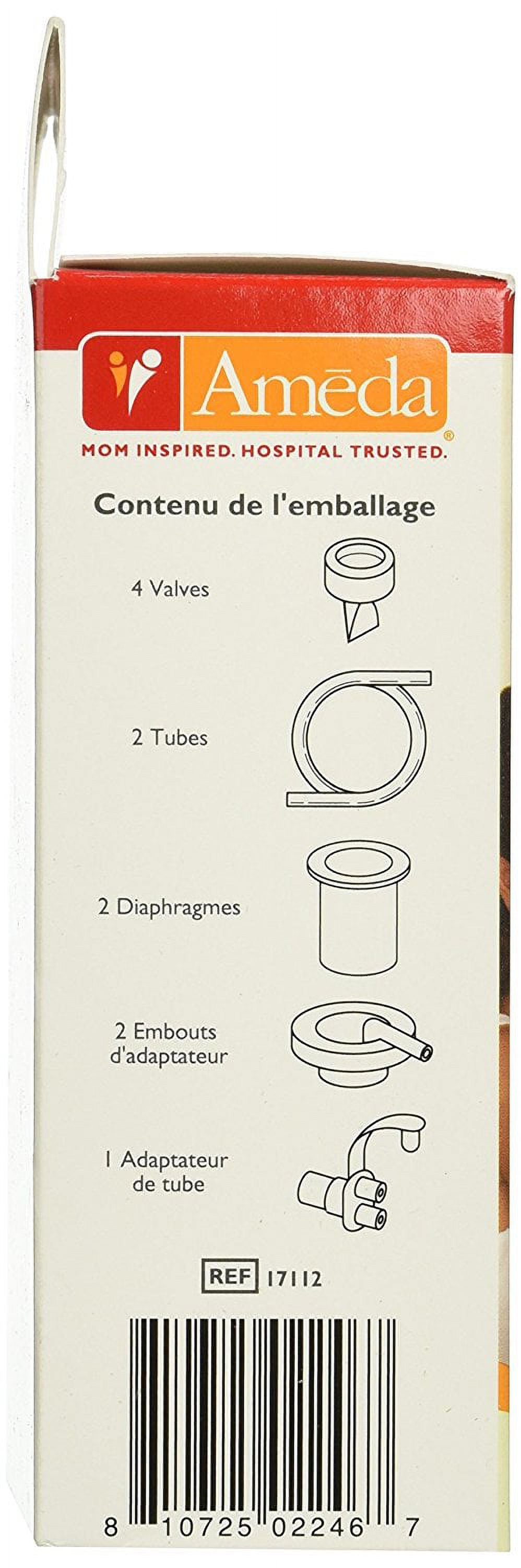 Spare Parts Kit for Breast Pump Includes: (4) Valves, (2) Silicone Tubing, (2) Silicone Diaphragms, (2) Adapter Caps, (1) Tubing Adapter G53578