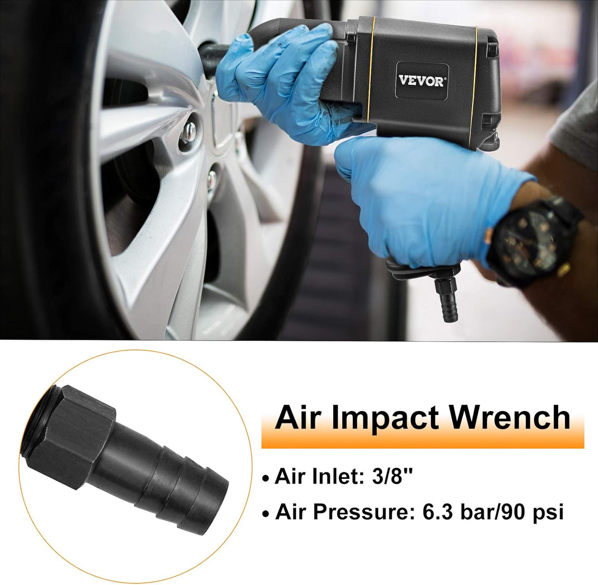 3/4 Inch Pneumatic Impact Wrench with 3-Speed Control Max 5600RPM B52964