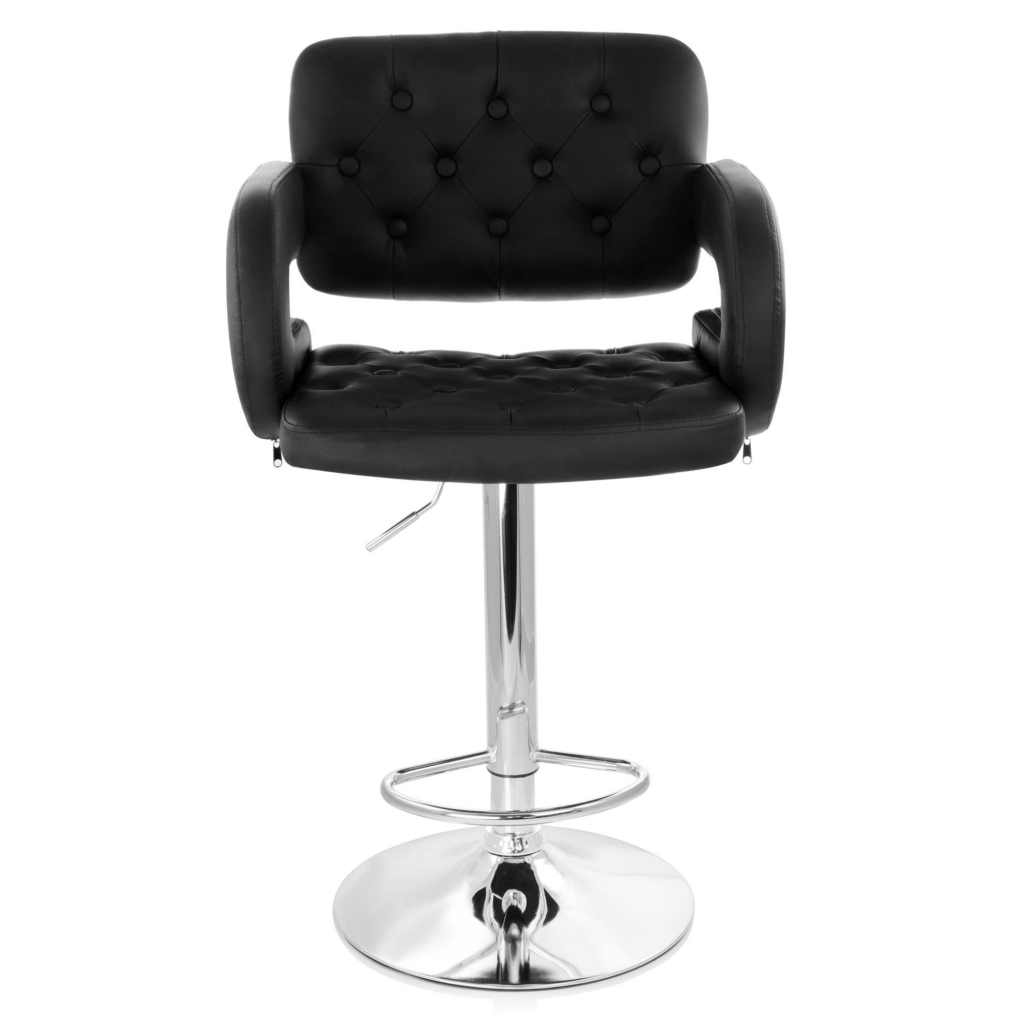 Black Faux Leather Tufted Bar Stool with Chrome Base X6807