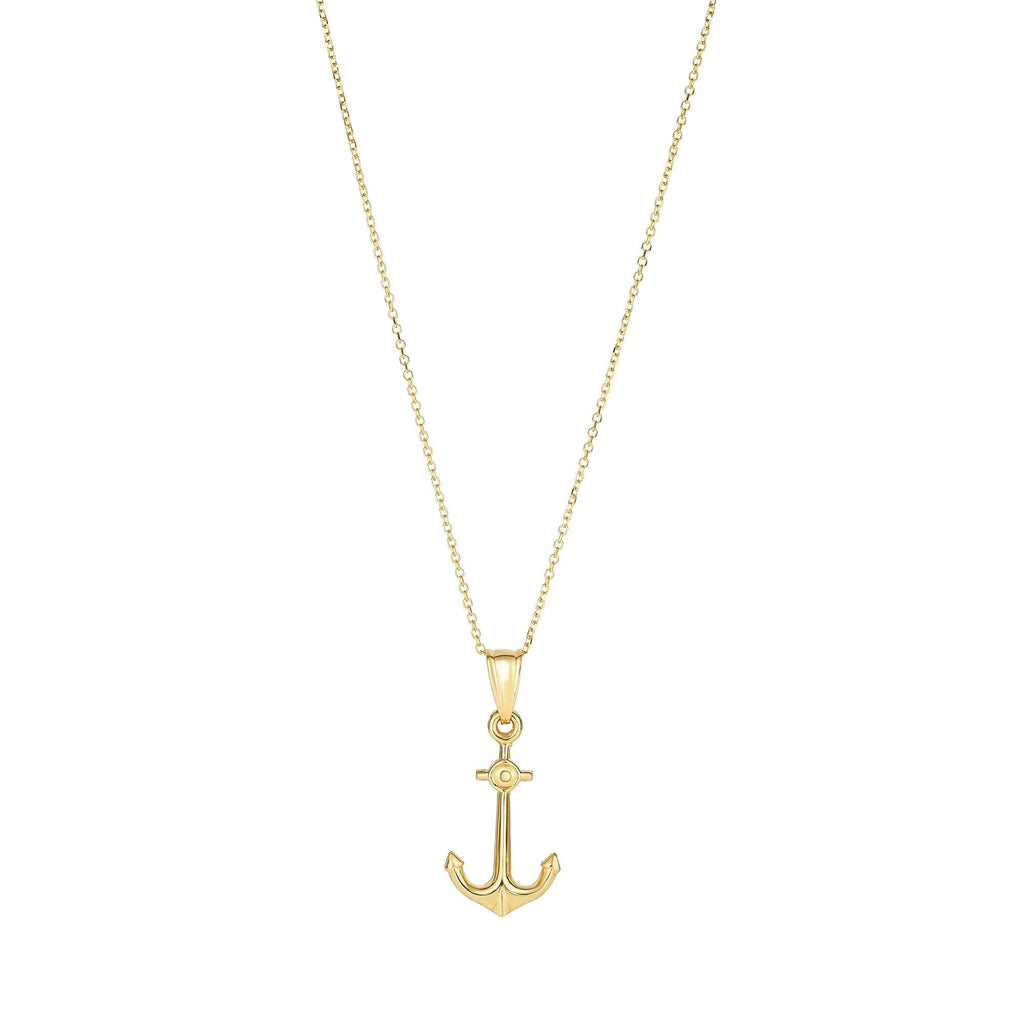14k Yellow Gold Anchor Pendant Necklace C336109