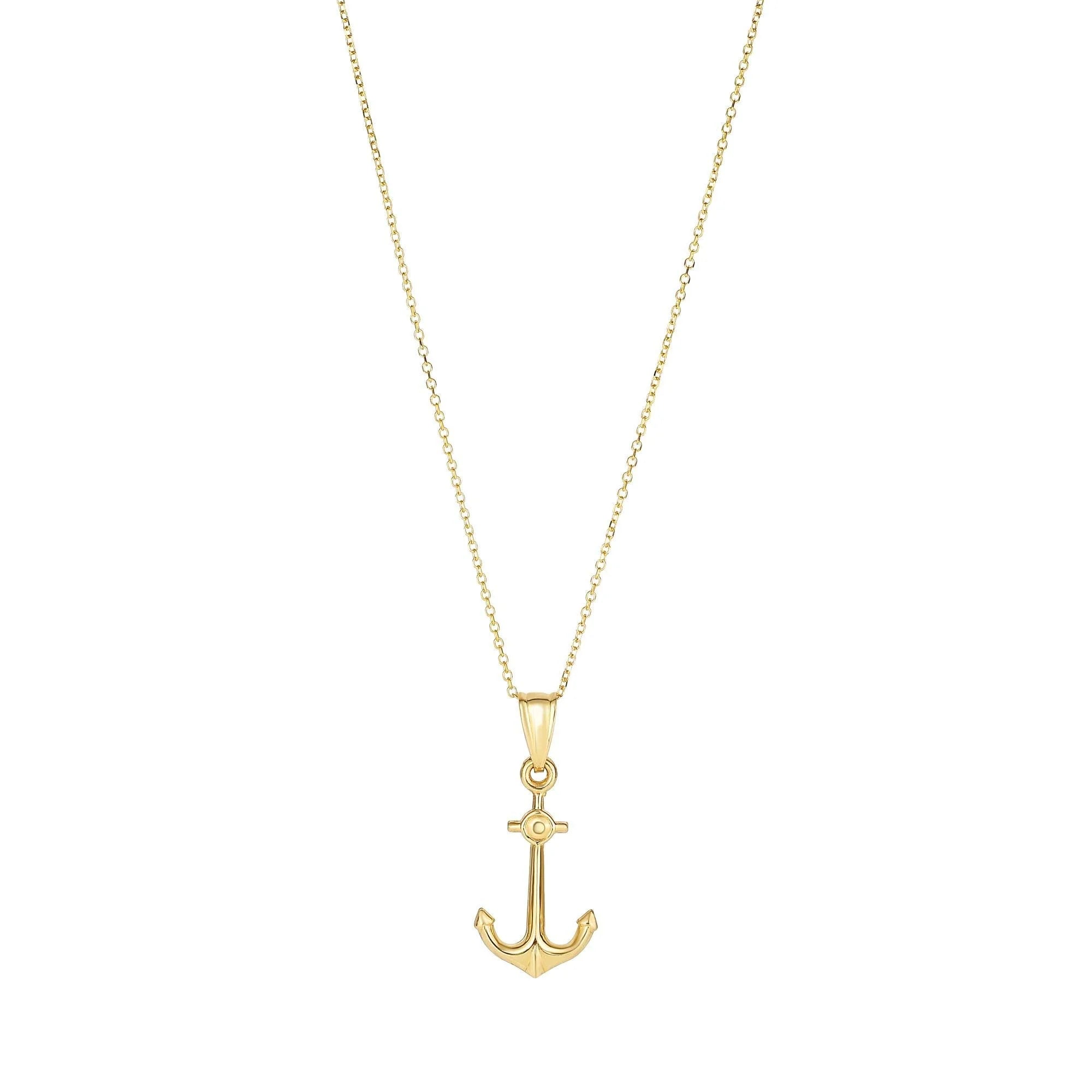 14k Yellow Gold Anchor Pendant Necklace C336109