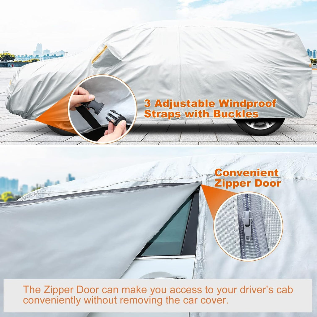 6 Layers Waterproof All Weather Car Cover with Zipper Door R3829