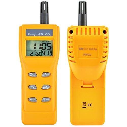 Yellow Digital Carbon Dioxide Temperature Humidity NDIR Sensor Tester P256803