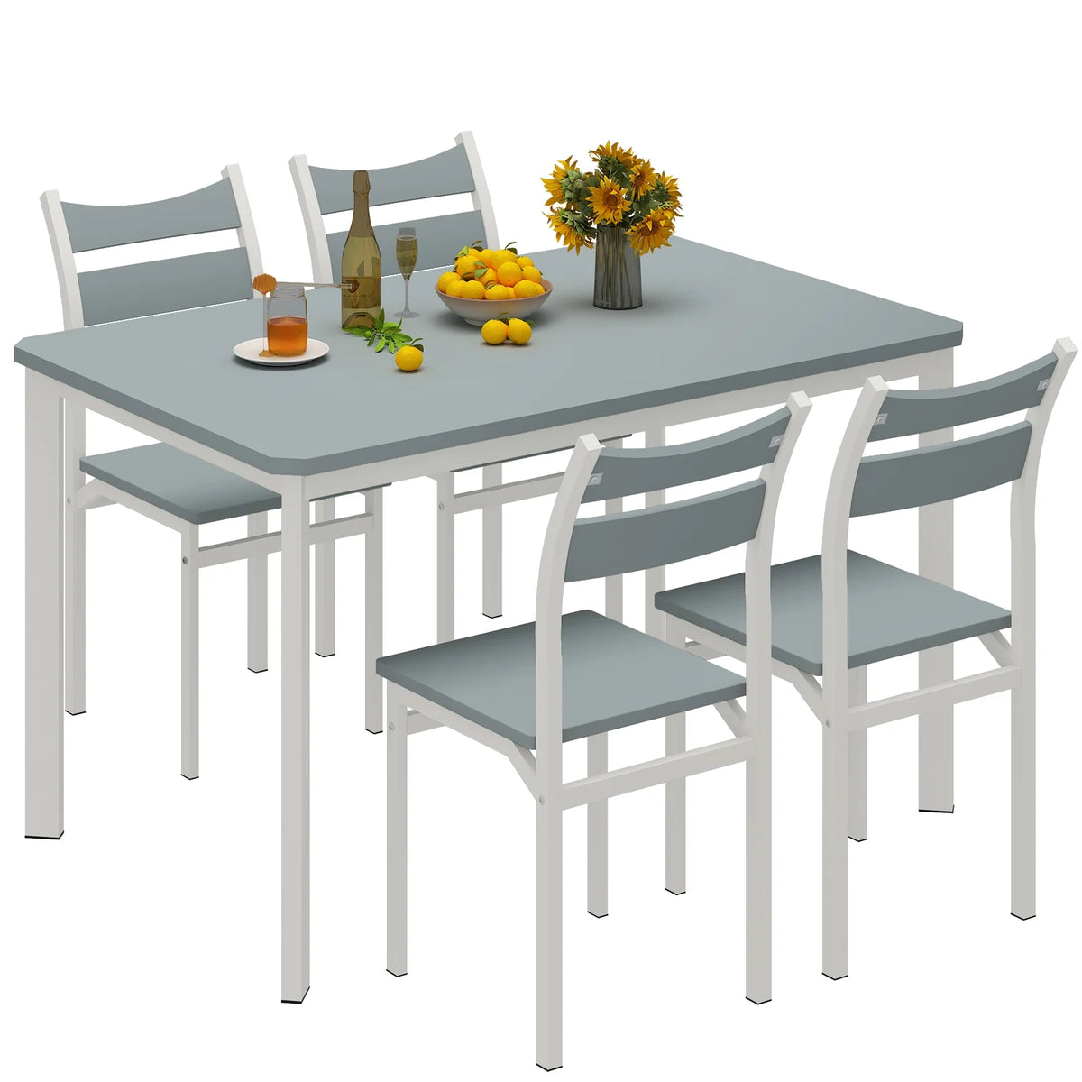 43.3 inch Gray Dining Table and Chair Set with 4 Chairs M852