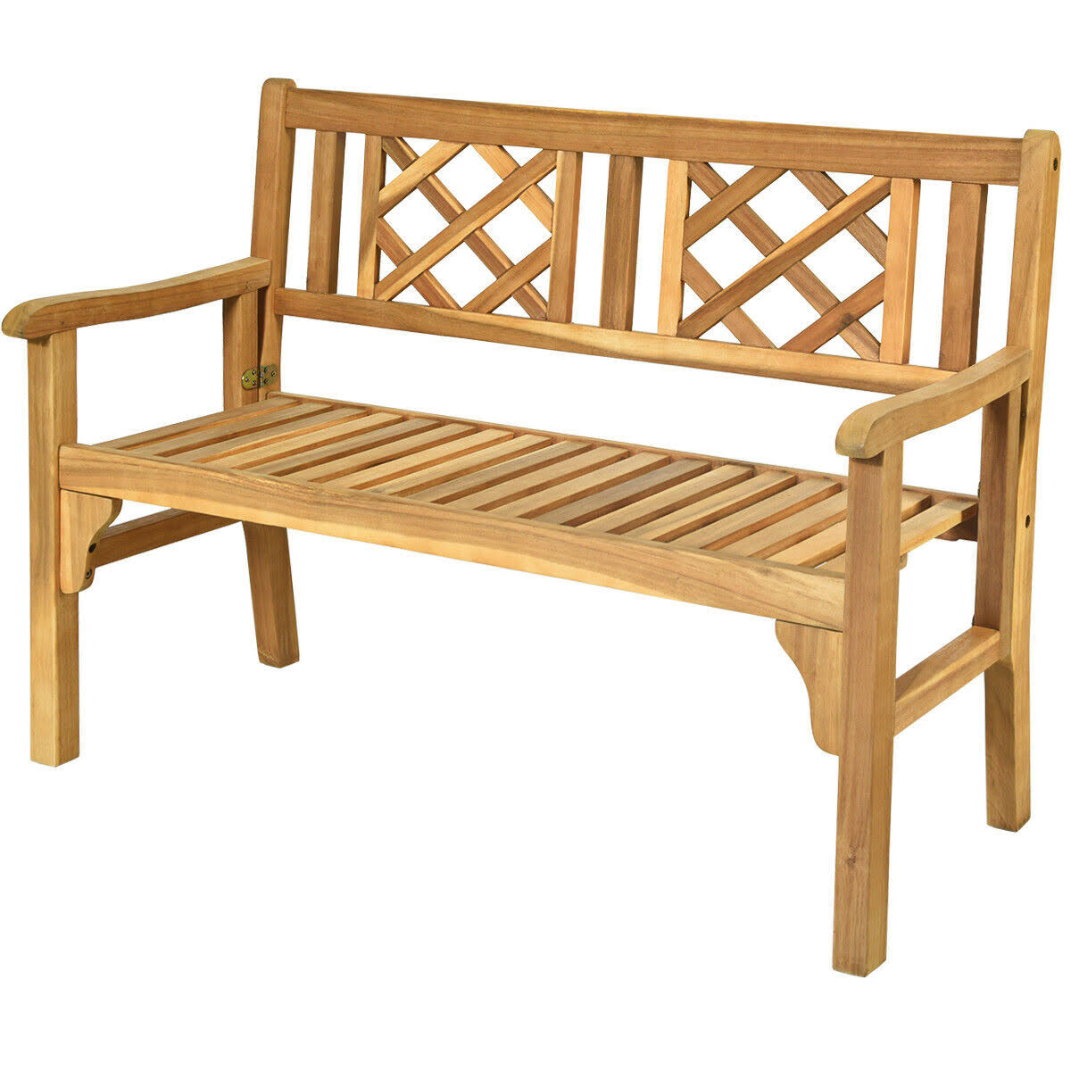 Patio Foldable Bench with Curved Backrest and Armrest W395