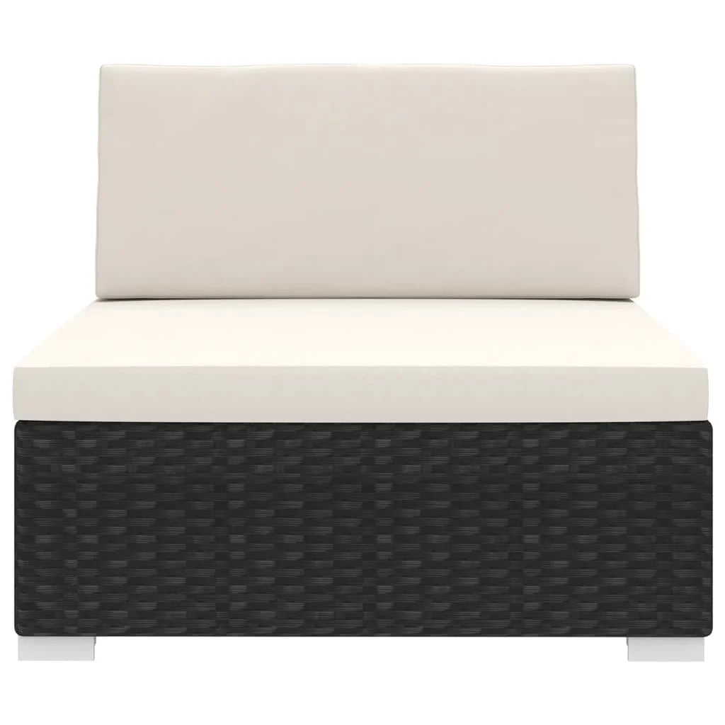 Poly Rattan Black Sectional Middle Seat with Cushions C183