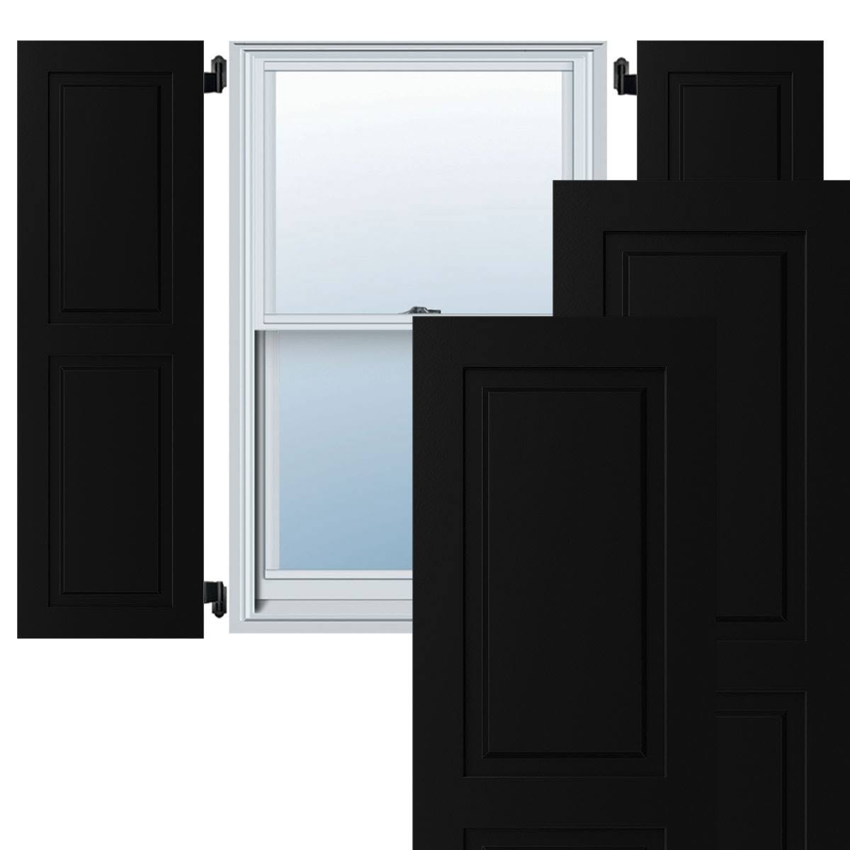Black Exterior Composite Raised Panel Shutters, Per Pair K6188