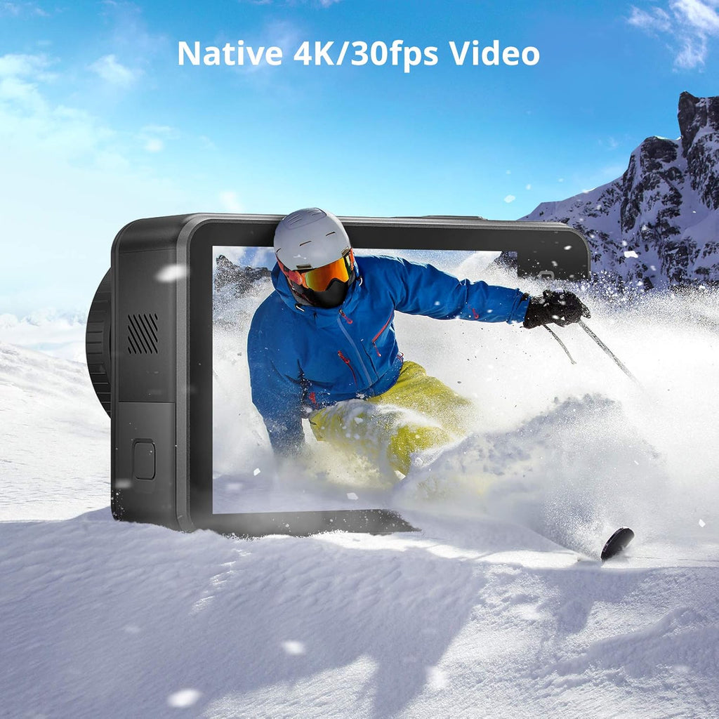 4K30FPS 20MP WiFi Action Camera with Touch Screen IPX8 Waterproof Camera EIS 2.0 External Mic with 2X 1350mAh Batteries Z450