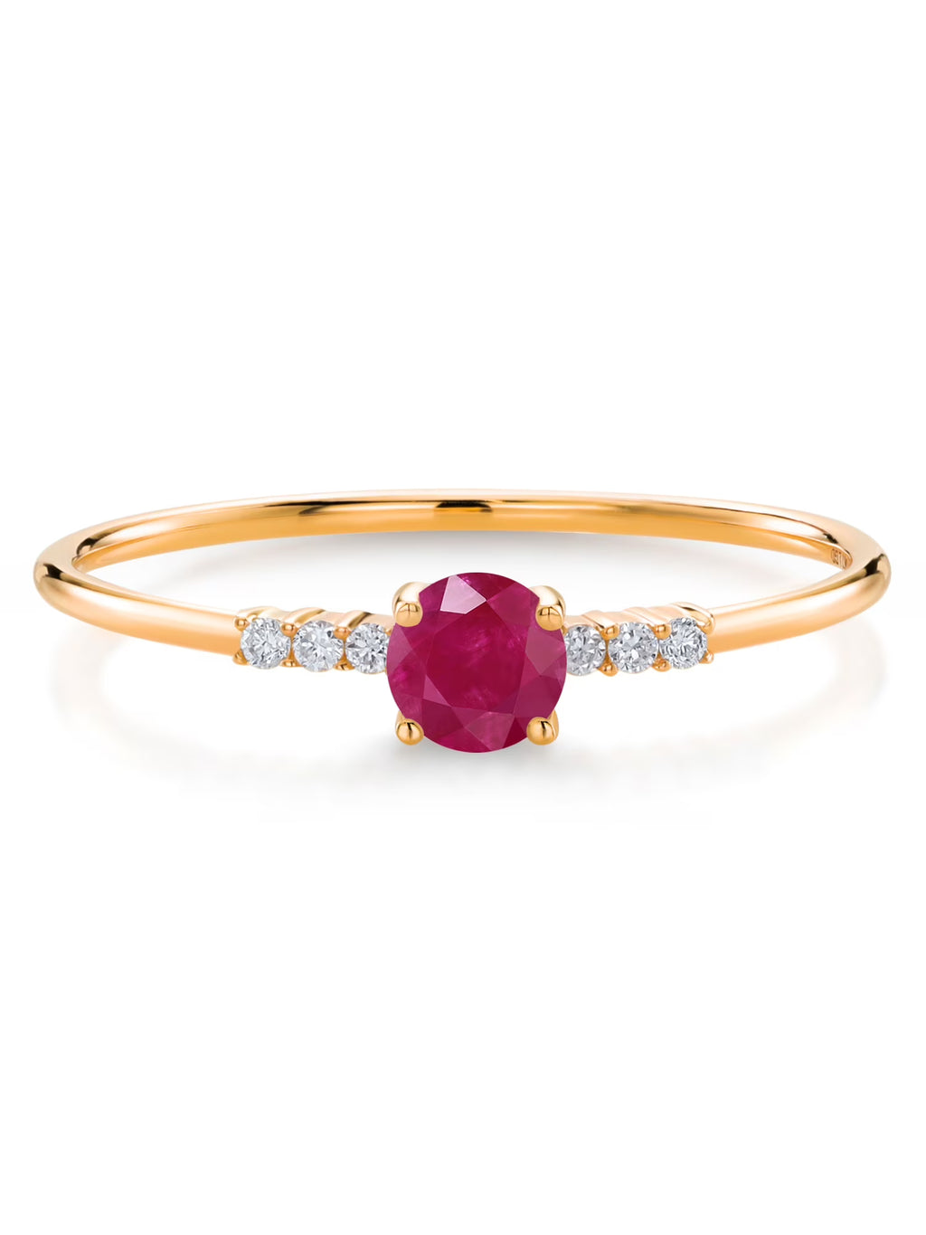 10K Yellow Gold Red Ruby and White Lab Grown Diamond Engagement Ring D192959